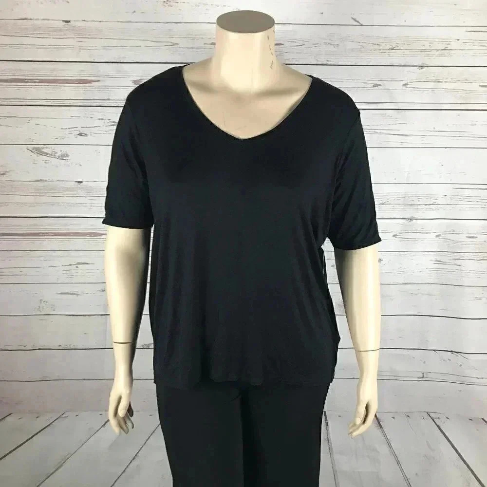 MARC NEW YORK Performance Plus Lace-Up Sleeve Soft Jersey T-shirt, Black NWT 1X - Picture 4 of 6